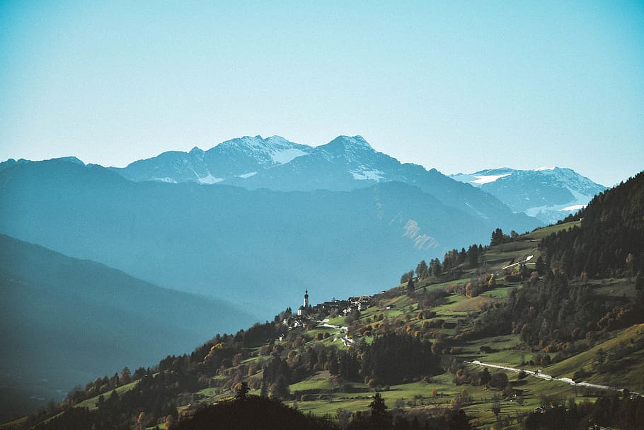 Scenic View of Mountains, alps, background, environment, fog HD wallpaper