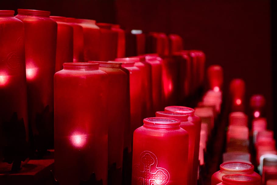 canada, montreal, candles, red, light, in a row, container HD wallpaper