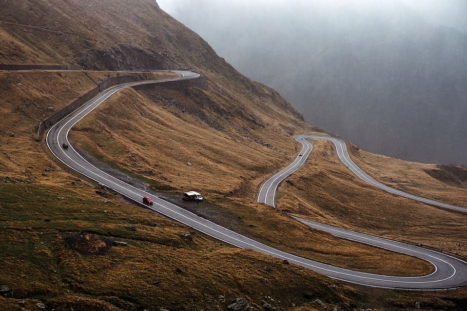 aerial asphalt road, environment, landscape, scenics - nature HD wallpaper