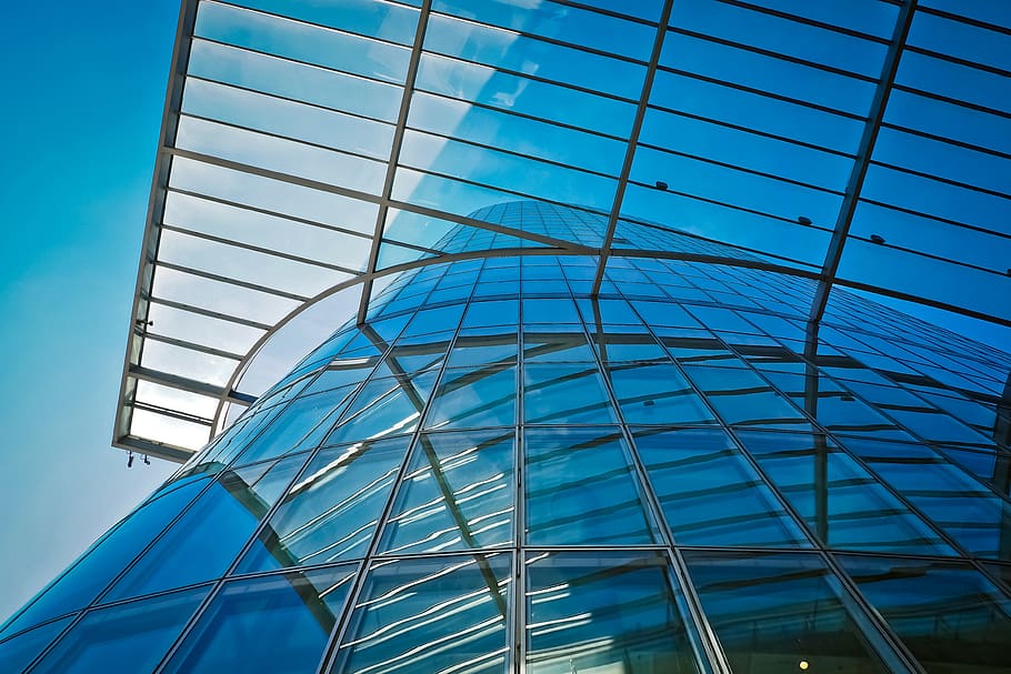 Low Angle View of Glass High Rise Building, architecture, low angle shot HD wallpaper