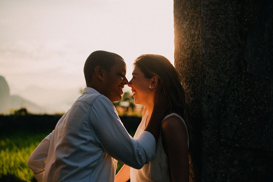 Photo Of Man And Woman Smiling, affection, couple, happiness HD wallpaper