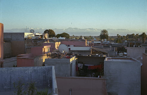 marrakesh, morocco, atlas, mountains, rooftops, architecture HD wallpaper