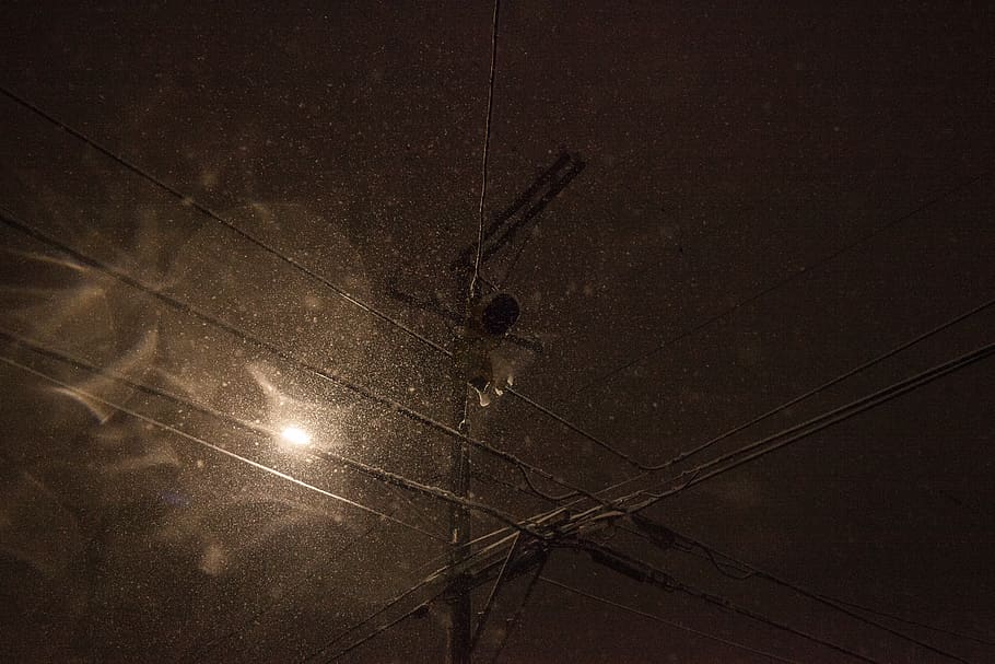 light, flare, snow, street, night, seattle, winter, lamp post HD wallpaper