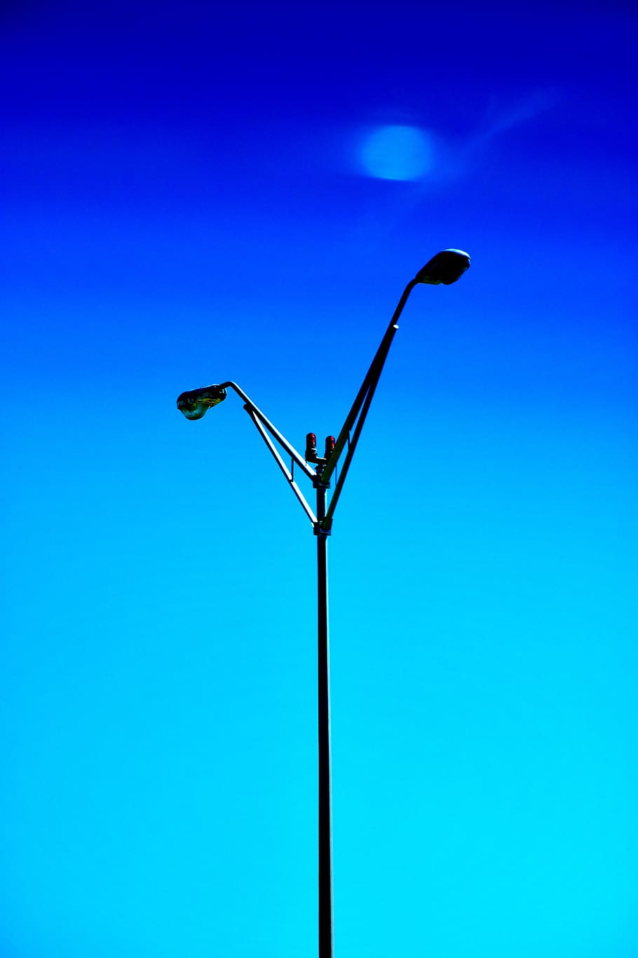 moon, sunset, sky, blue sky, street, street light, lighting equipment HD wallpaper