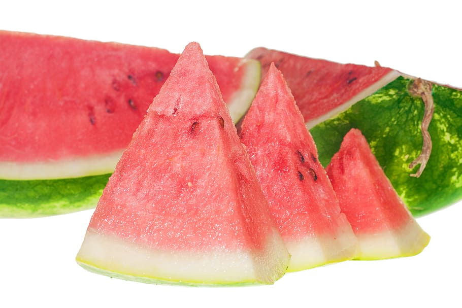 watermelon, slice, isolated, white, dietfood, red, healthyfood HD wallpaper