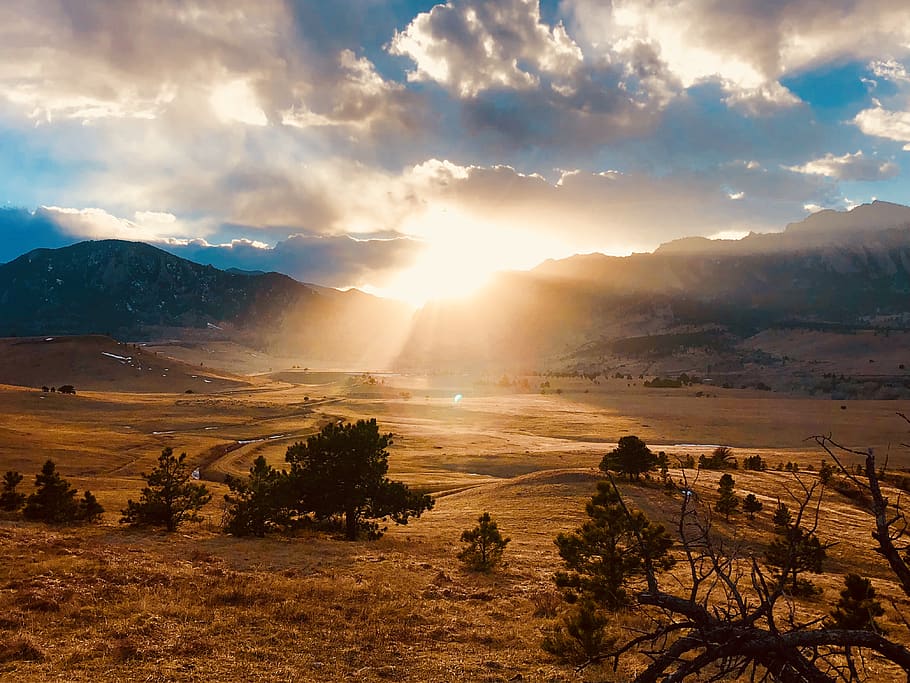 united states, flatirons, trees, sky, cloud - sky, scenics - nature HD wallpaper