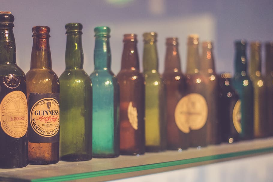 bottles, drink, drinks, old, vintage, container, food and drink HD wallpaper