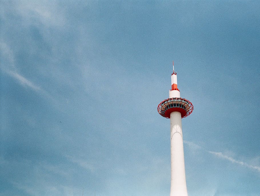 sky, film, tower, kyoto, architecture, low angle view, built structure, HD wallpaper