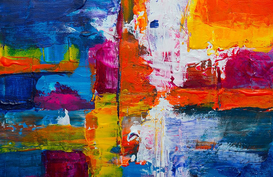 Orange, Pink, And Blue Abstract Painting, abstract expressionism, HD wallpaper