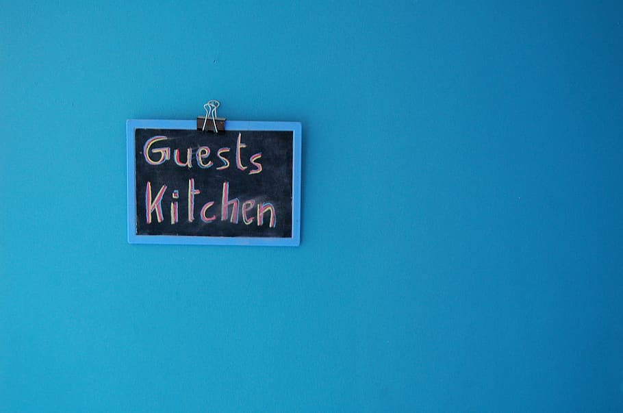kitchen blue, text, western script, no people, communication HD wallpaper