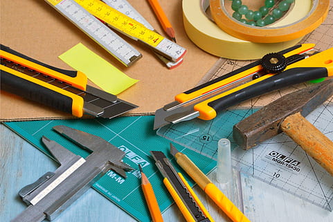 Yellow Utility Knives, blade, cut, cutter, sharp, steel, tools HD wallpaper