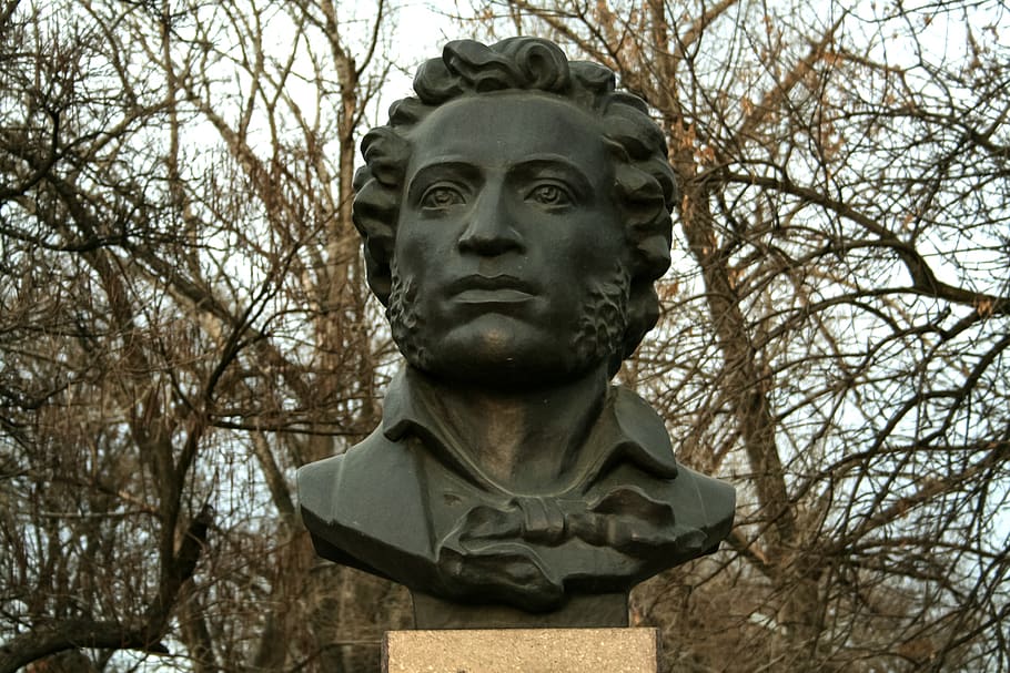 pushkin, bust, monument, russia, statue, culture, the poet HD wallpaper