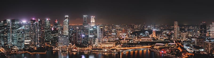 lighted buildings during nighttime, architecture, building exterior HD wallpaper