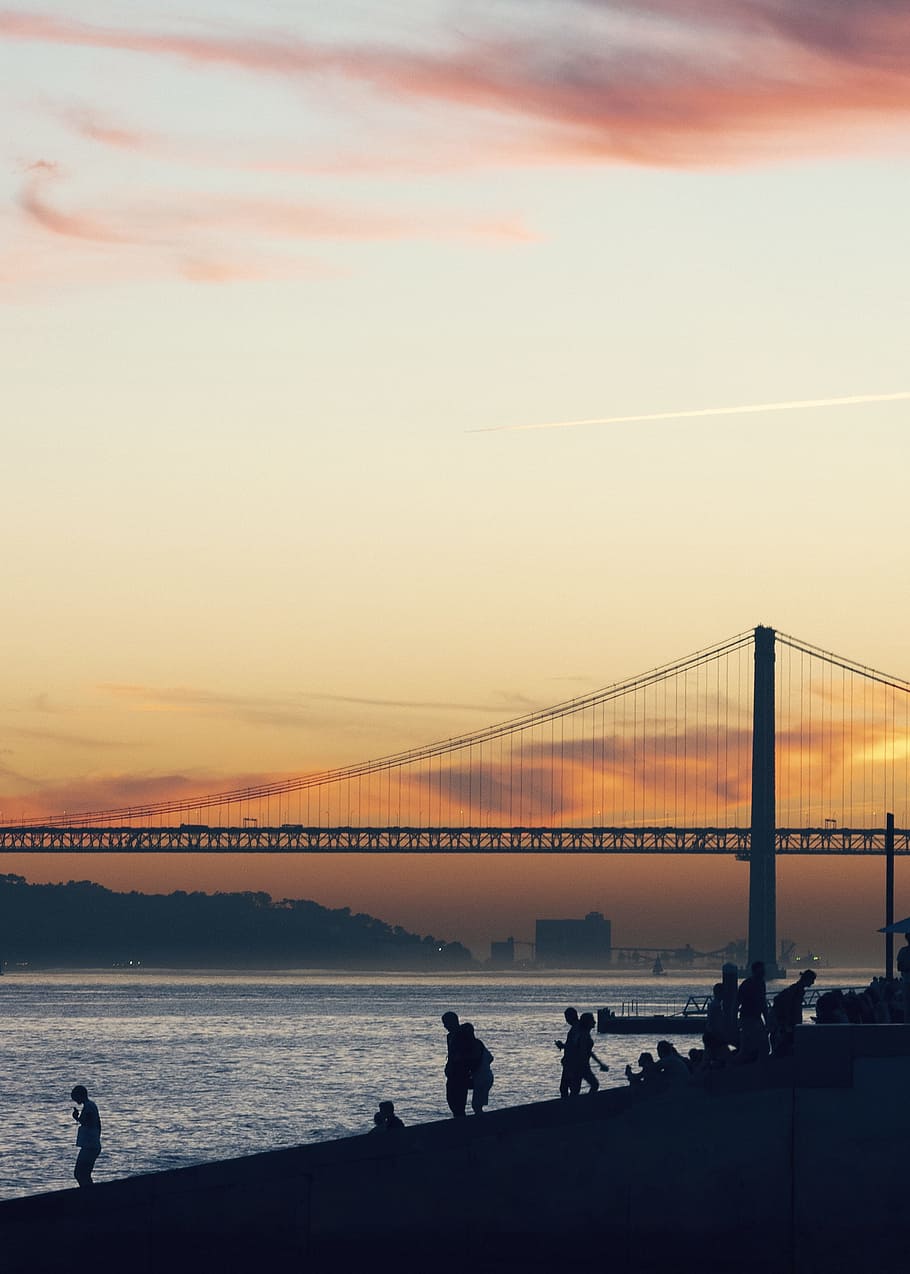 Landscape Photo of Bridge, architecture, boat, clouds, coast HD wallpaper