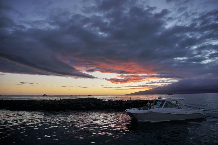 water, cloud - sky, nautical vessel, sunset, beauty in nature HD wallpaper