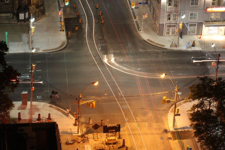 toronto, canada, street, construction, long exposure, junction HD wallpaper