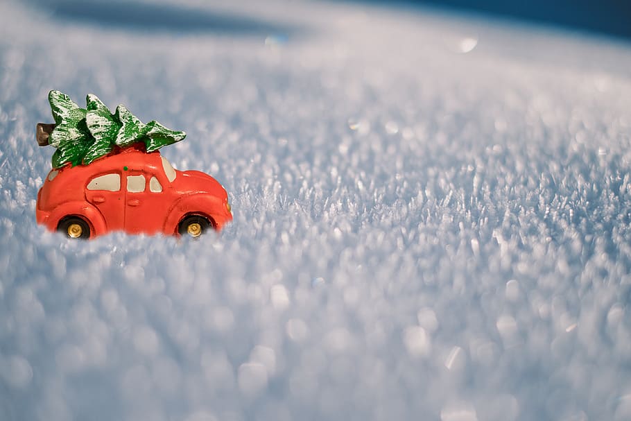 christmas, auto, winter, snow, decoration, christmas motif HD wallpaper