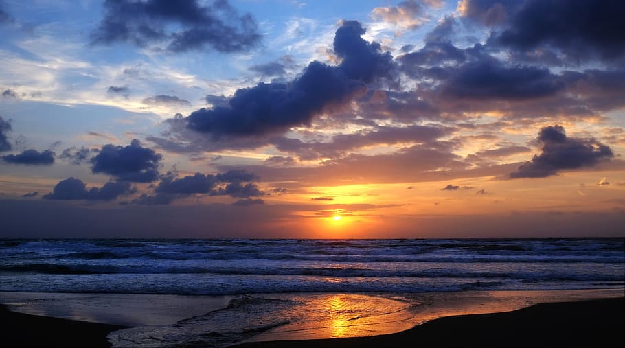 sunset, sea, evening, sky, cloud - sky, water, scenics - nature HD wallpaper