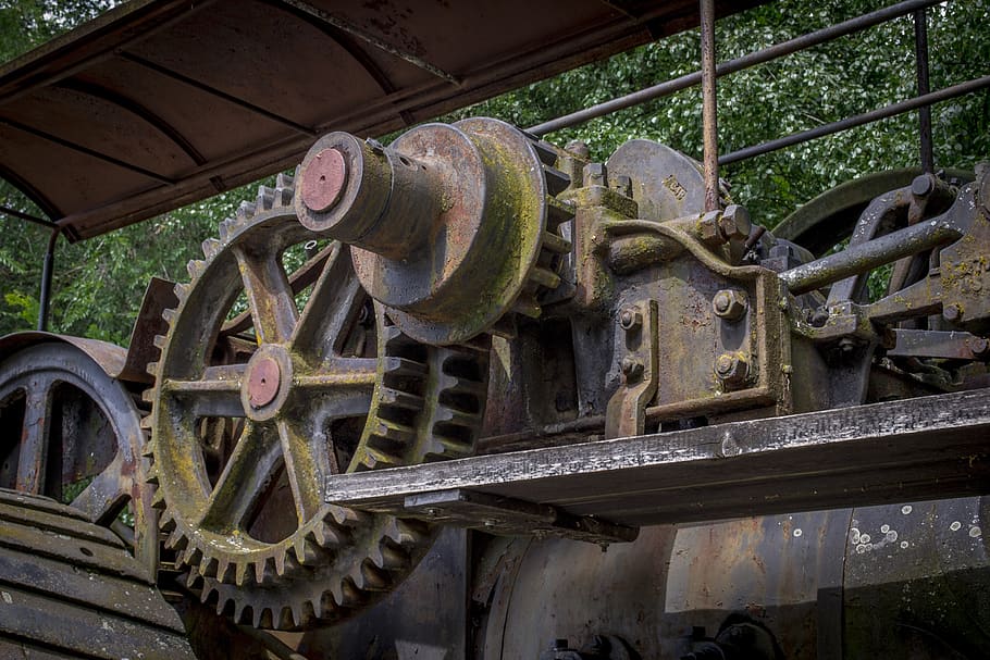 old, rusty, weathered, gear, metal, machinery, obsolete, abandoned HD wallpaper