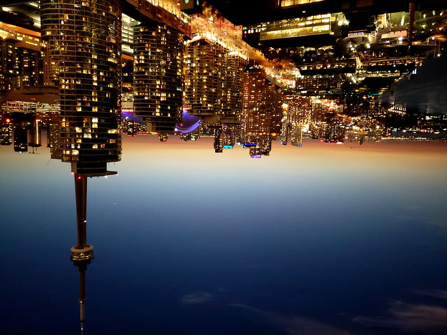 CN Tower, downtown, urban, building, city, canada, toronto, night HD wallpaper
