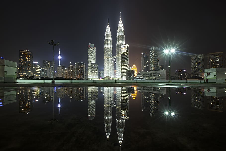 Petronas Twin Tower, Malaysia, architecture, background, buildings, HD wallpaper