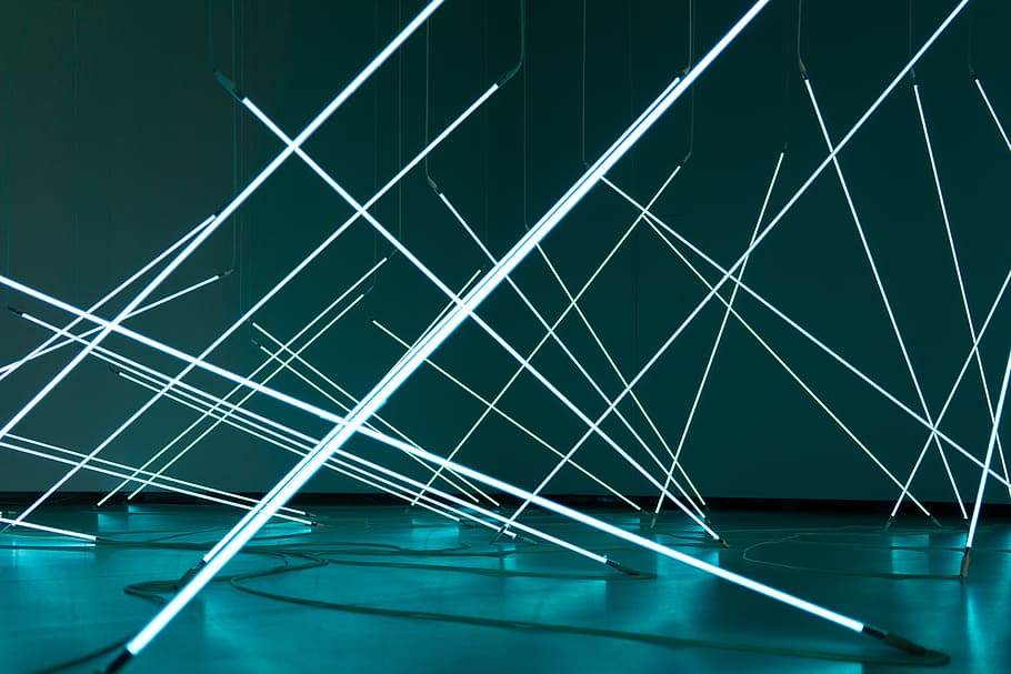 white rods illustration, light, cable, art, design, installation HD wallpaper