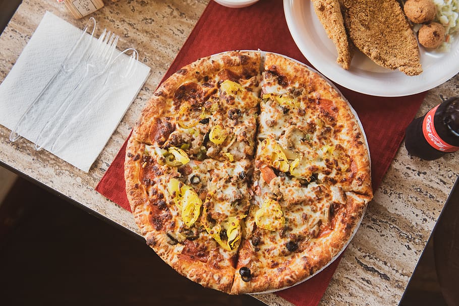 baked pizzas, food, food and drink, freshness, ready-to-eat, table HD wallpaper