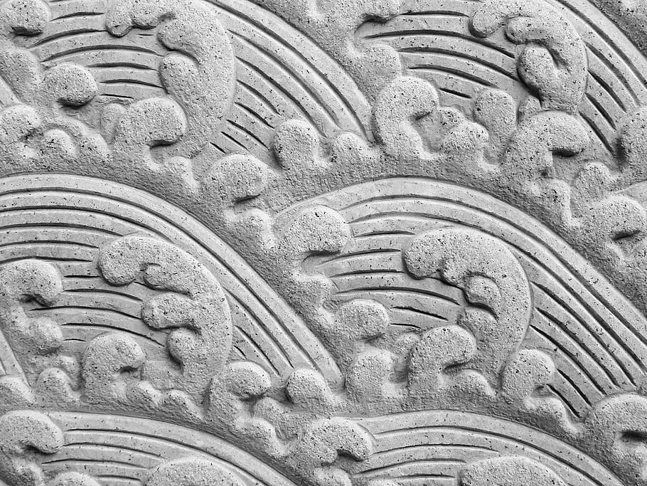 Grey Surface, carving, fresco, patterns, rock, sculpture, stone HD wallpaper
