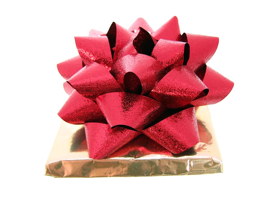 present, wrapping, isolated, decoration, bowing, red, anniversary HD wallpaper