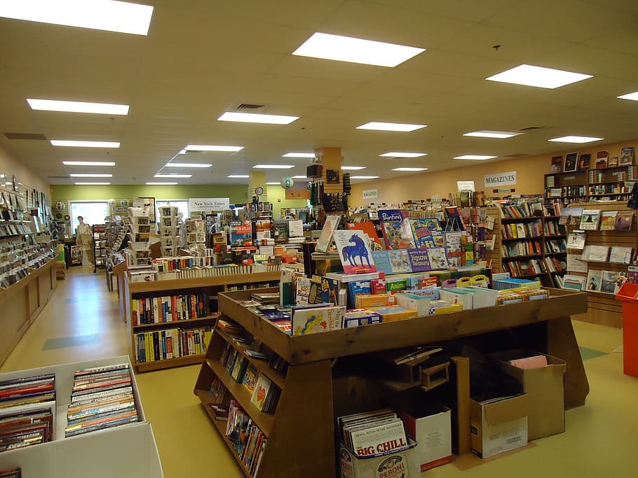 bookstore, table, display, shelf, shelves, shop, buy, sale, HD wallpaper