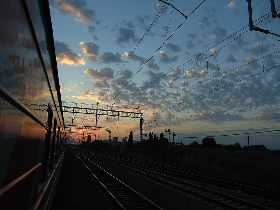 sky, track, railroad track, rail transportation, cloud - sky HD wallpaper