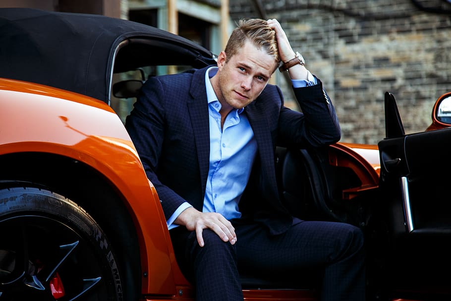orange convertible, mode of transportation, one person, motor vehicle HD wallpaper