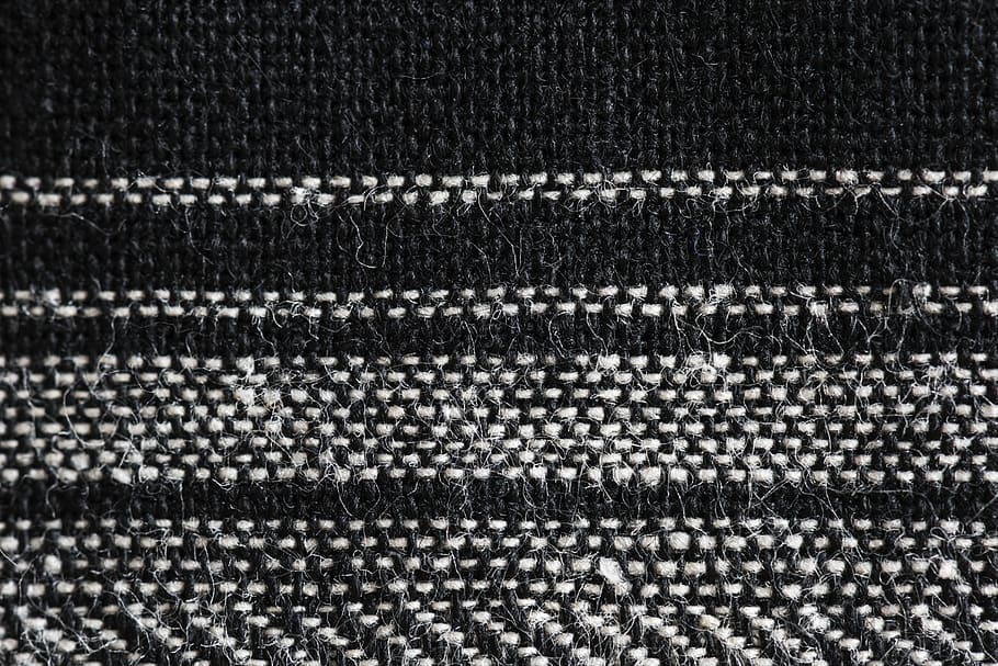Black and White Textile, cloth, decor, pattern, wool, woven, full frame HD wallpaper
