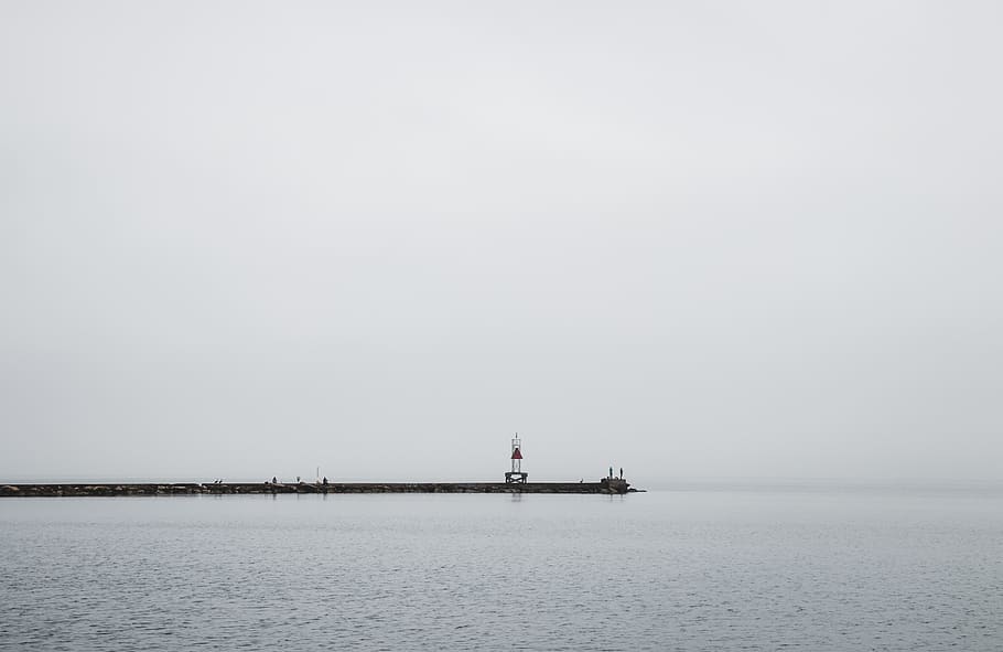 Body Of Water, coast, lighthouse, ocean, peaceful, pier, sea HD wallpaper