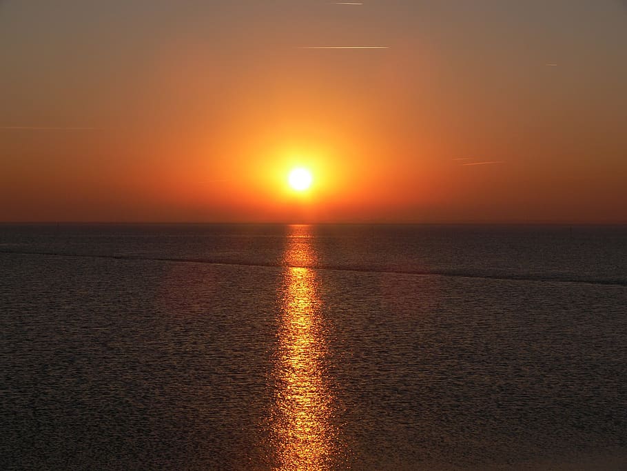 sunset, north sea, lake, vitamin, d3, background, nordfriesland, HD wallpaper