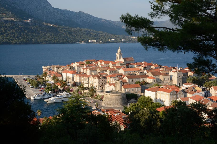 croatia, korčula, korcula old town, seaside, building exterior