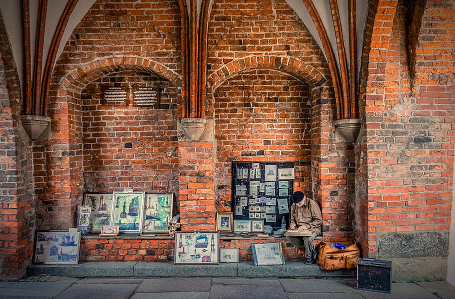 holsten gate, street painter, street traders, artists, lübeck, HD wallpaper