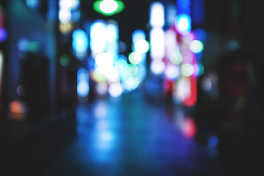 Street Bokeh, various, night, illuminated, defocused, city, multi colored HD wallpaper
