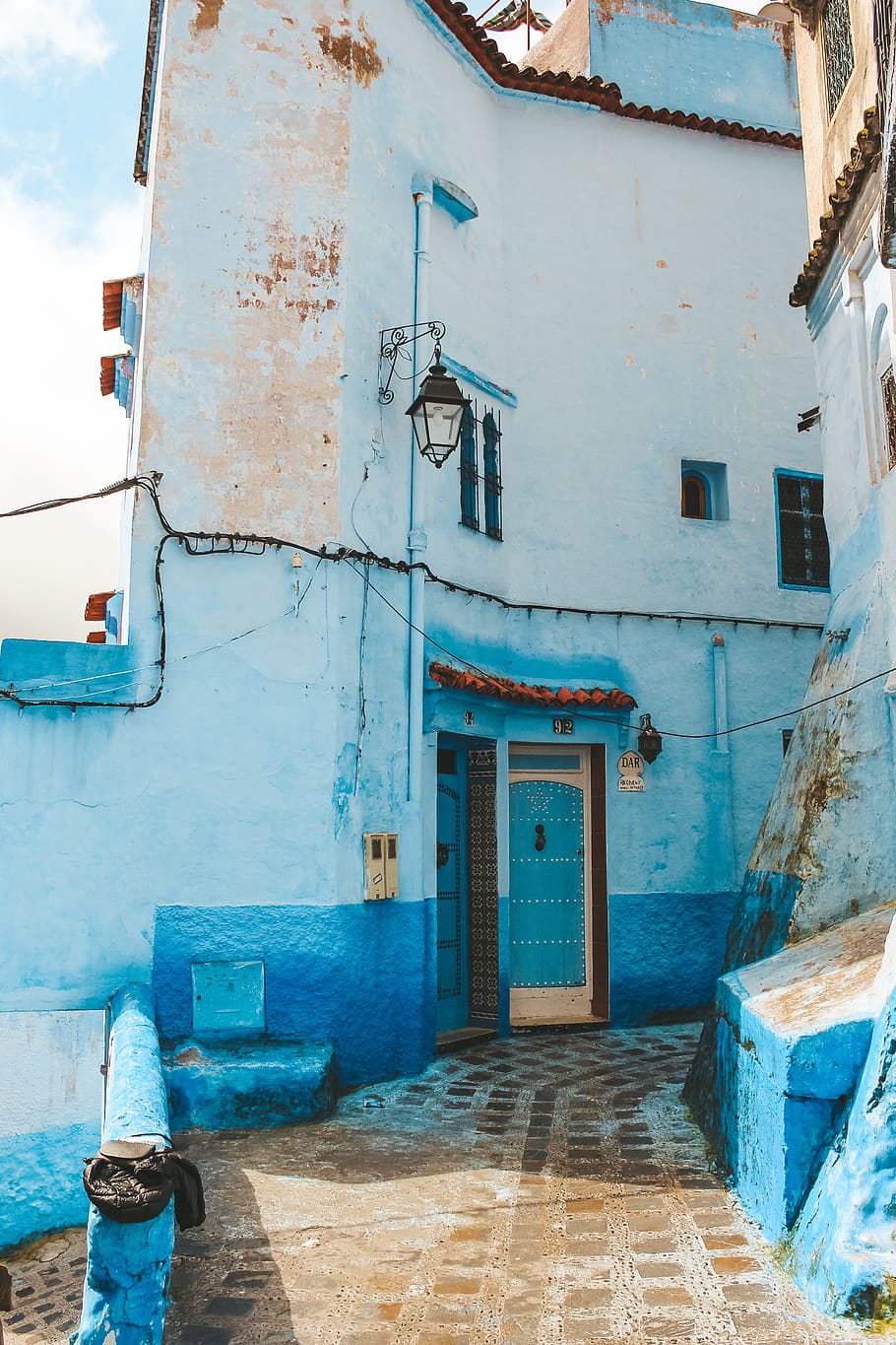 blue painted house, architecture, built structure, building exterior HD wallpaper