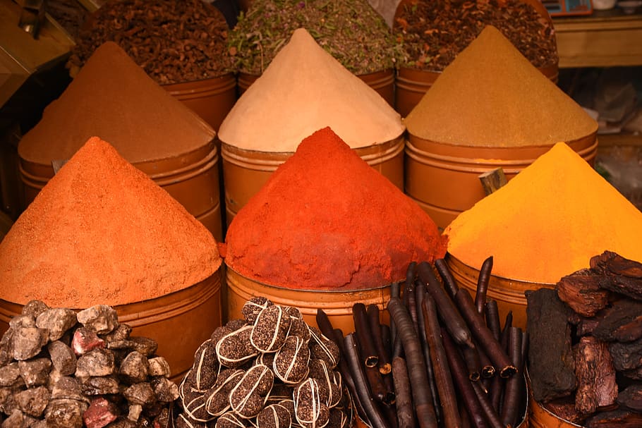 spice cone, morocco, food and drink, retail, market, for sale HD wallpaper