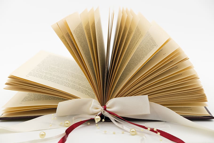 loop, gift, book, leaves, pages, book pages, paper, pitched HD wallpaper
