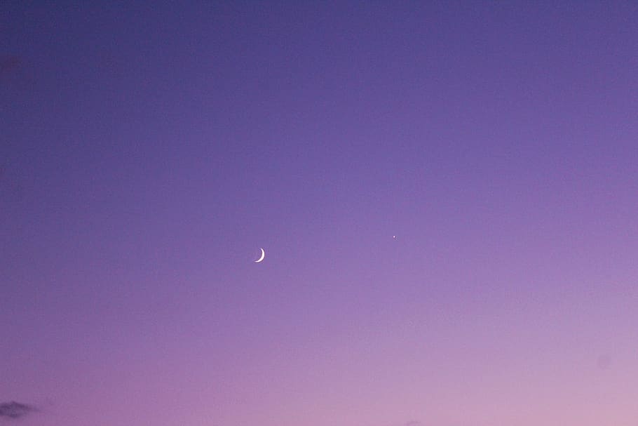 HD wallpaper: moon, night, sky, sunset, pastel, pink ...