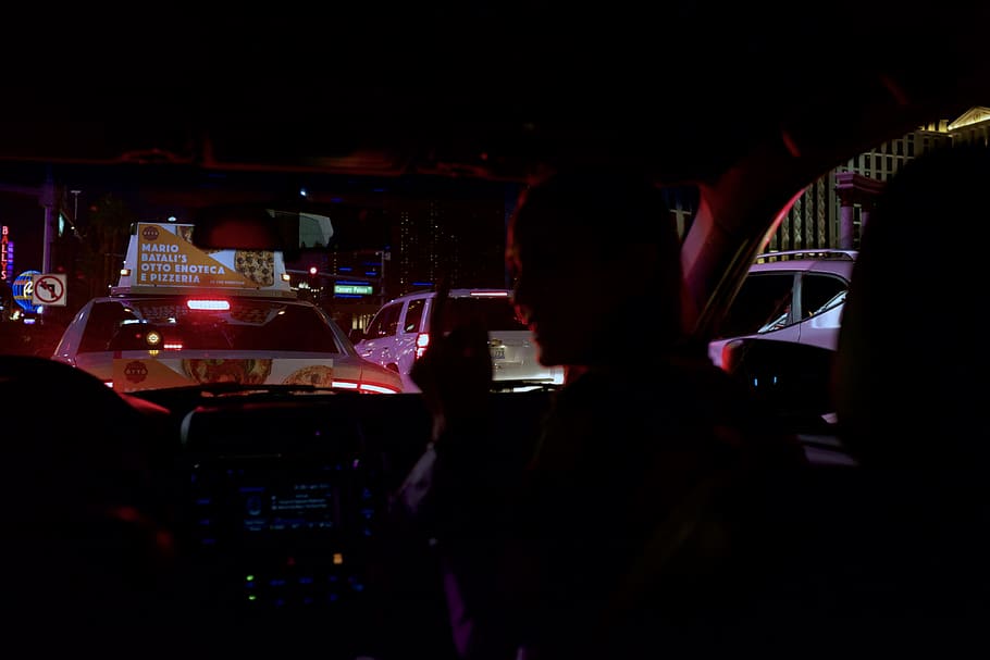 las vegas, transportation, night, rear view, car, mode of transportation HD wallpaper
