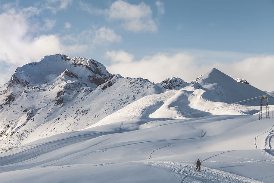 Person Walking On Snow Mountain, adventure, alpine, austria, climb HD wallpaper