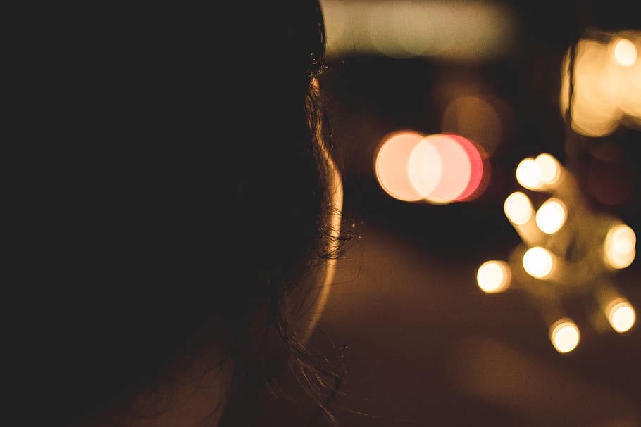 Side View Photo of a Woman, blur, blurry, color, dark, defocused HD wallpaper