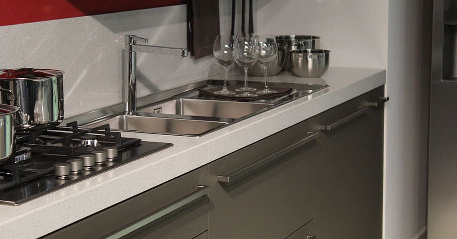 kitchen, sink, kitchenette, house, furniture, modern kitchen HD wallpaper