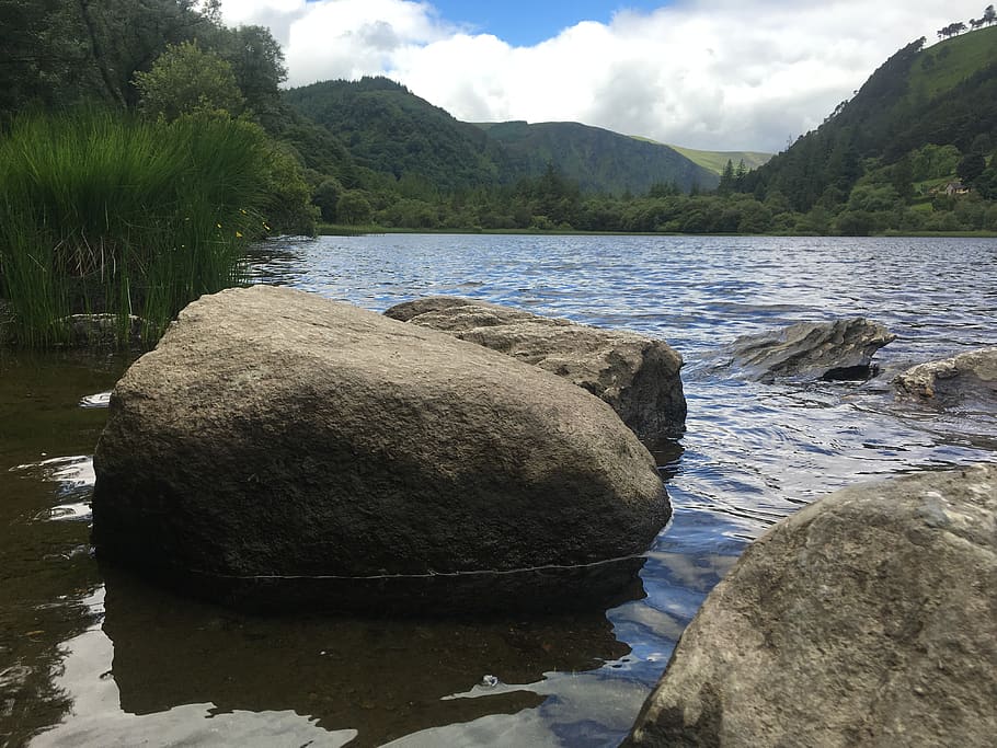 ireland, glendalough, water, rock, scenics - nature, tranquility