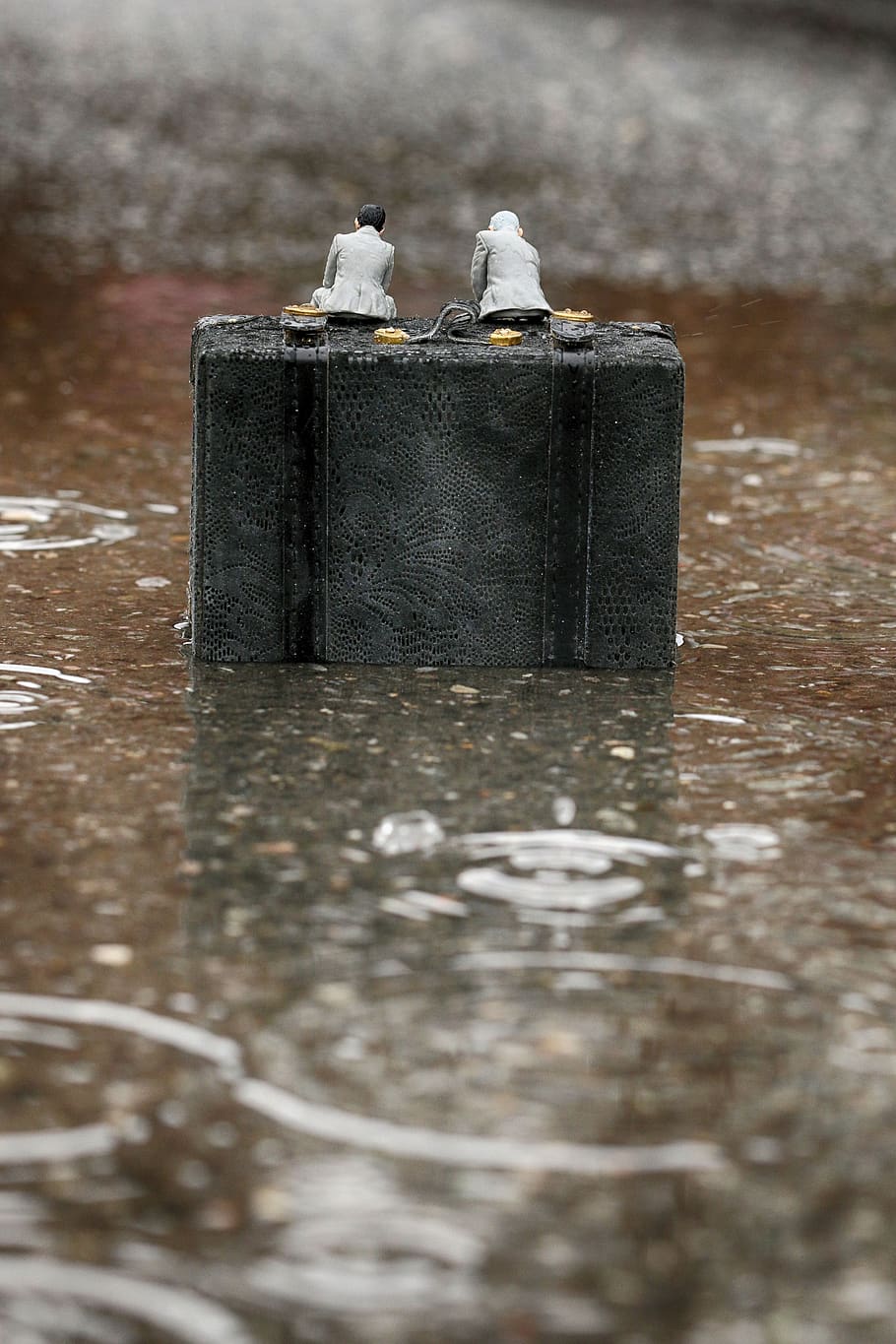 miniature, figurine, small, rain, puddle, no people, selective focus HD wallpaper