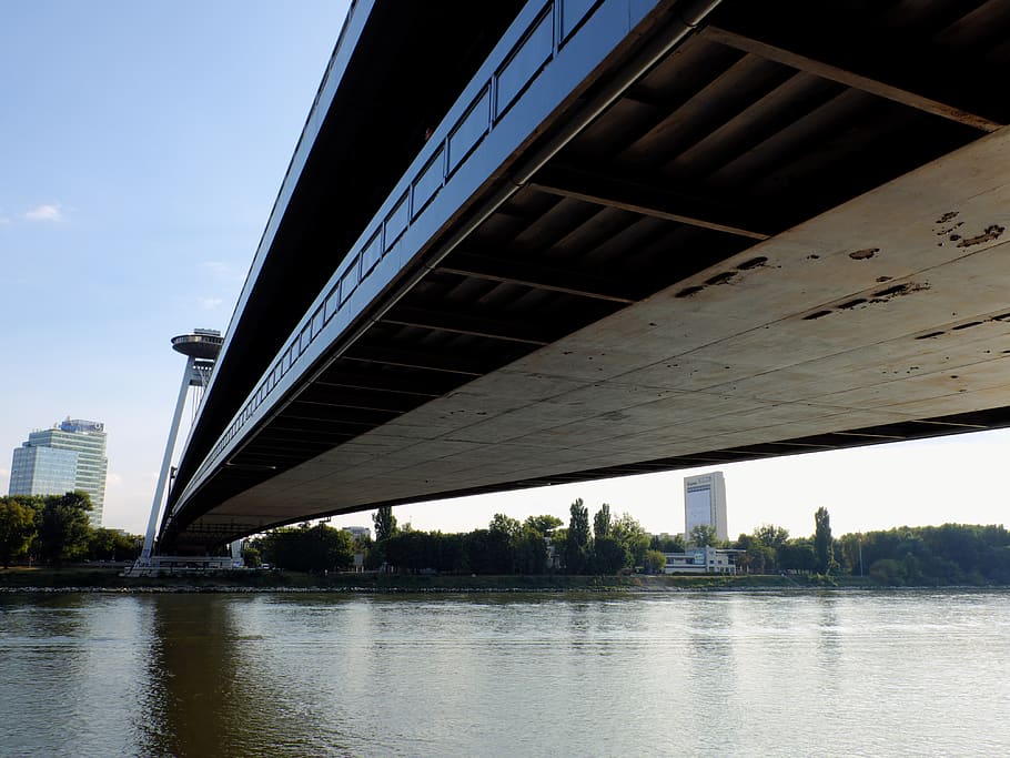 bratislava, slovakia, ufo deck, river, danube, riverside, structure HD wallpaper