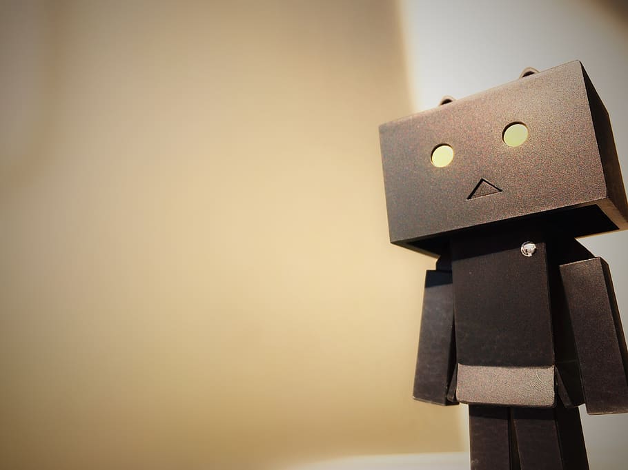 Danbo Cardboard Box Robot, anime, art, artistic, black, black-and-white, HD wallpaper